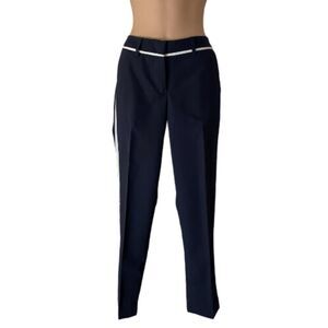 Willi Smith Black & White Striped Straight Pants Belted Waist Women's Size 2